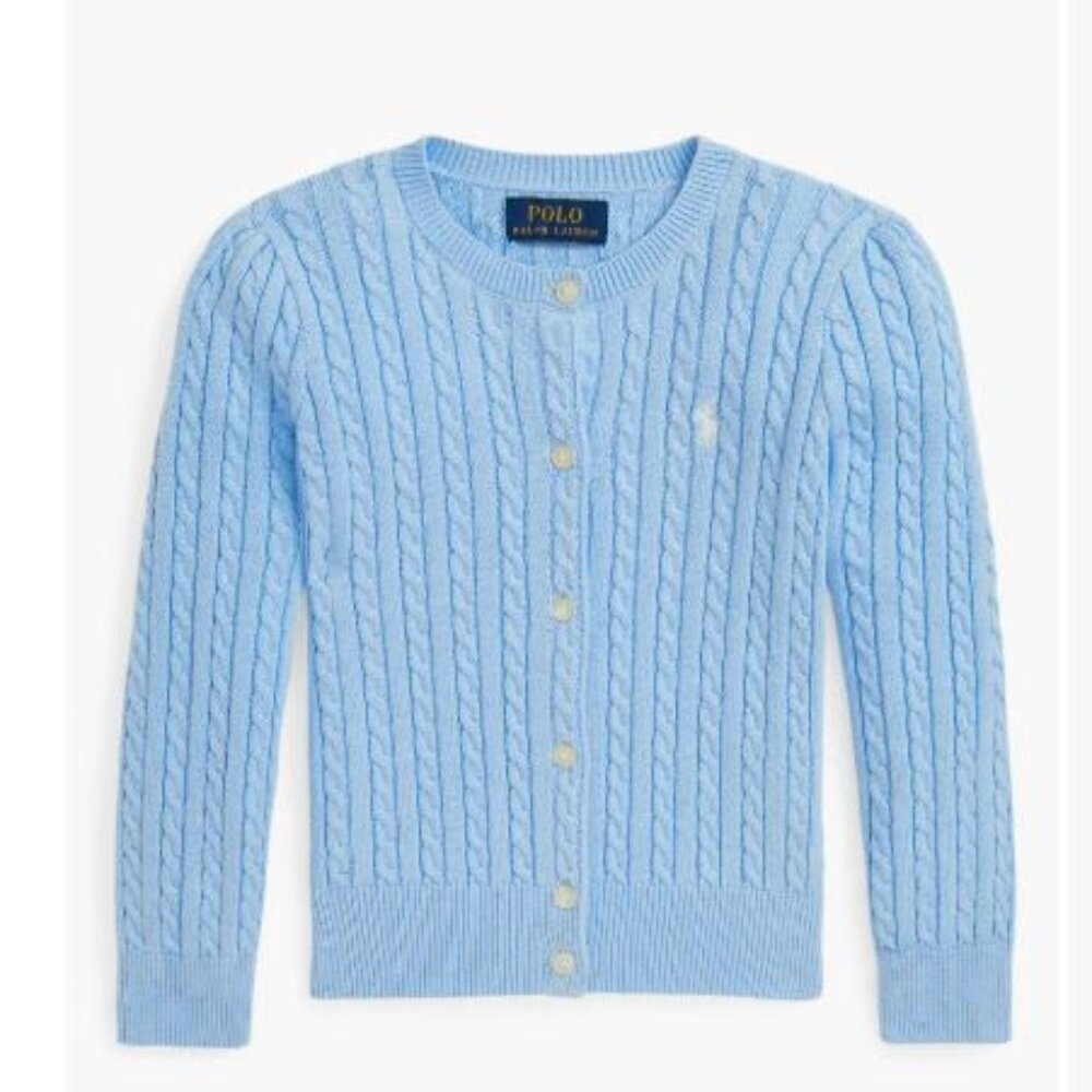 Polo Ralph Lauren Big Girls Cable Knit Cotton Cardigan Large (12-14)